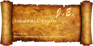 Jakabházi Ervin névjegykártya